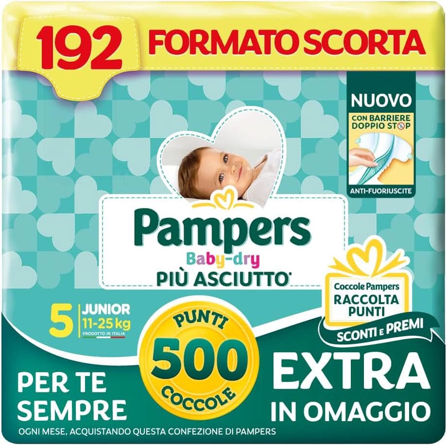 Pampers Baby Dry Junior Größe 5 (11-25 kg), 192 Windeln Mutter und Kind Naty Shop