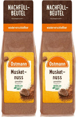 Ostmann Gewürze - Muskatnuss gemahlen | Ideal zum Würzen von Kartoffelgerichten | Zum Nachfüllen der Streudose | 50 g im wiederverschließbaren Beutel