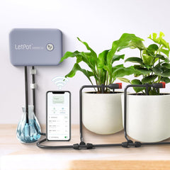 Sistem automat de udare WiFi pentru interior – Sistem inteligent de irigare prin picurare cu control prin aplicație, computer de udare pentru 10 plante de apartament, udare de sărbători și udare a plantelor (Gri)