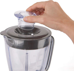 BLACK+DECKER Standmixer | 500W | 2 Geschwindigkeiten | Pulse-Funktion | Glaskrug | 1,5L | Edelstahlmesser Mit 4 Klingen | Herausnehmbar Und Leicht Zu Reinigen | Weiß Und Grau Bucatarie Naty Shop