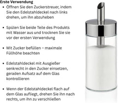 Zahărniță din sticlă Tescoma, oțel inoxidabil periat, ideală pentru zahăr alb/brun, 225 ml