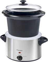 Bestron Slow Cooker mit Keramikpfanne und Glasdeckel, 3-Stufen-Thermostat, ideal für viele Gerichte wie Fleisch, Suppen und Gemüse, 3,5 Liter, Farbe: Silber Slow Cooker Naty Shop