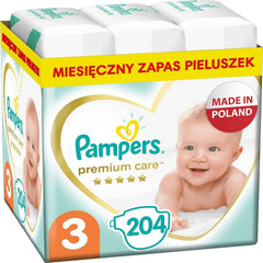 Pampers Windeln Größe 2 (4-8 kg), Premium Care Windeln, 68 Stück Mother and Baby Naty Shop 3 (204 Stück)