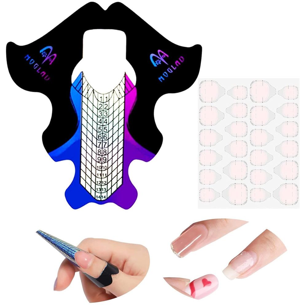 Âź 100 de Èabloane pentru unghii Èi 1 foaie cu 24 de dischete adezive transparente pentru unghii, Èabloane pentru extensii de unghii, Èabloane autoadezive pentru extensii de unghii cu gel, accesorii pentru unghii artificiale