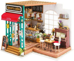 Robotime DG109 Rolife Simon's Cafe Miniatur-Puppenhaus aus Sperrholz und Kunststoff, Größe: 23 x 19 x 19 cm, 203 Teile, Naty Shop Dollhouses, mehrfarbig