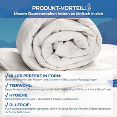 Allnights - Plapumă confortabilă ușoară, 135X200, 100% pene noi și puf, potrivită pentru alergici, lavabilă până la 60°C, fabricată în Germania Plapumi si pilote Naty Shop