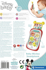 Clementoni 17711 Disney Baby Baby Mickey Smartphone, telefon mobil pentru copii cu efecte luminoase și sonore, jucărie interactivă pentru copii de 9-36 luni, M, Multicolor Jucarii Bebe Naty Shop
