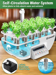Kit hidroponică cu 17 capsule pentru grădină de plante aromatice, cu 102 lămpi de creștere cu spectru complet de 28W și 2 ventilatoare, grădină interioară cu pompă de apă, rezervor