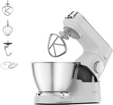 Kenwood Titanium Chef Baker KVC65.001WH, Küchenmaschine Mit Integrierter Waage, 1200 Watt, Inkl. 3-teiliges Patisserie-Set, Spatel & Spritzschutz, Weiß Mutter und Kind Naty Shop Weiß Chef Baker