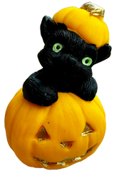Decoratiune comestibila din pasta de zahar, Dovleac si Pisica Neagra de Halloween Decoratiuni din Pasta de Zahar Naty Shop