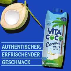 Vita Coco Pure Coconut Water 6 x 1 Liter, natürliche Feuchtigkeitscreme mit Elektrolyten, glutenfrei, voller Vitamin C und Kalium Naty Shop