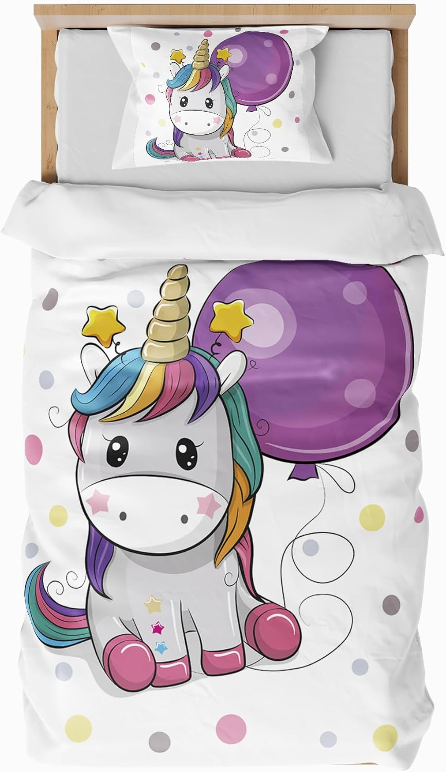 Bettwäsche für Kinder, verschiedene Größen und verschiedene Zeichentrickfiguren. Bettwäsche – Kinder Naty Shop Einhorn (Modell 2) 100 x 135 cm + 40 x 60 cm