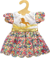 Heless 2231 - Puppenkleidung im Design Einhorn Goldy, Glitzerkleid mit schimmernden Pailletten für Puppen und Kuscheltiere der Größe 35 - 45 cm