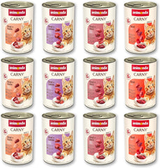 animonda Carny Adult Savory Variety (12 x 400 g), hrană umedă pentru pisici adulte, hrană umedă cu ingrediente 100% proaspete, din carne, fără cereale și fără zahăr