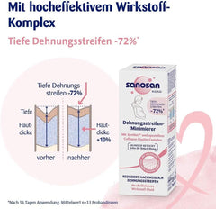 Sanosan Stretch Mark Minimizer, klinisch getestet – reduziert nachweislich Dehnungsstreifen nach der Schwangerschaft, ohne Paraffinöl, Farbstoffe, Silikone, 75 ml Kosmetik und Schönheit Naty Shop