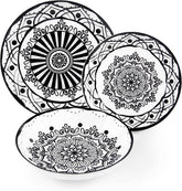 Excelsa Boheme Noir Teller-Set, 18-teilig, Porzellan, Schwarz