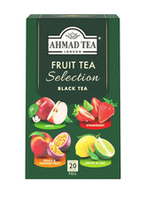 Ahmad Tea - Fruit Tea Selection - Sortiment de ceaiuri de fructe din ceai negru - Măr, piersică și fructul pasiunii, căpșuni, lămâie și lime - Ambalate individual și sigilate pentru păstrarea aromelor - 20 pliculețe de ceai cu bandă