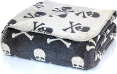 Glart pătură cuddly Grey Skulls XL 150X200 Cm, pătură din lână moale și caldă Extra Fluffy ca pătură pentru canapea pătură pentru canapea, pătură confortabilă pentru living, pluș pentru canapea Throw Paturi si Cuverturi Glart Titlu implicit