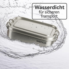 Cutie de prânz wenco din oțel inoxidabil, cu 2 compartimente, cutie de prânz mare cu capacitate de 850 ml, rezistentă la apă, lavabilă în mașina de spălat vase, inclusiv inel de silicon de schimb, 18,5 x 14 x 5,5 cm, argintiu (pachet de 2) Cutii depozitare alimente Naty Shop