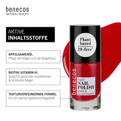 Oja vegană Benecos 20-Free, roșu vintage - ojă pe bază de plante - uscare rapidă și de lungă durată - permeabilă la apă - îmbogățită cu biotină - 5ml
