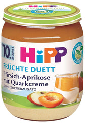 Hipp Bio-Fruchtduett Pfirsich und Aprikose mit Frischkäse, 6er-Pack (6 x 160 Gramm) Mother and Baby Naty Shop 160 Gramm Pfirsich und Aprikose mit Frischkäse