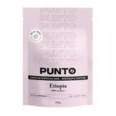 – Cafea etiopiană măcinată – 250 g – Cafea specială – Prăjire medie – 100% Arabica – Note de miere, scorțișoară și ciocolată – Aciditate intensă – Corp mediu