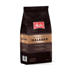 Melitta Monsooned Malabar Rare Coffee, 1 kg, Kaffeebohnen, ungemahlen, 100 % Arabica-Bohnen aus Indien, in Deutschland geröstet, Stärke 4 Naty Shop Monsooned Malabar Coffee