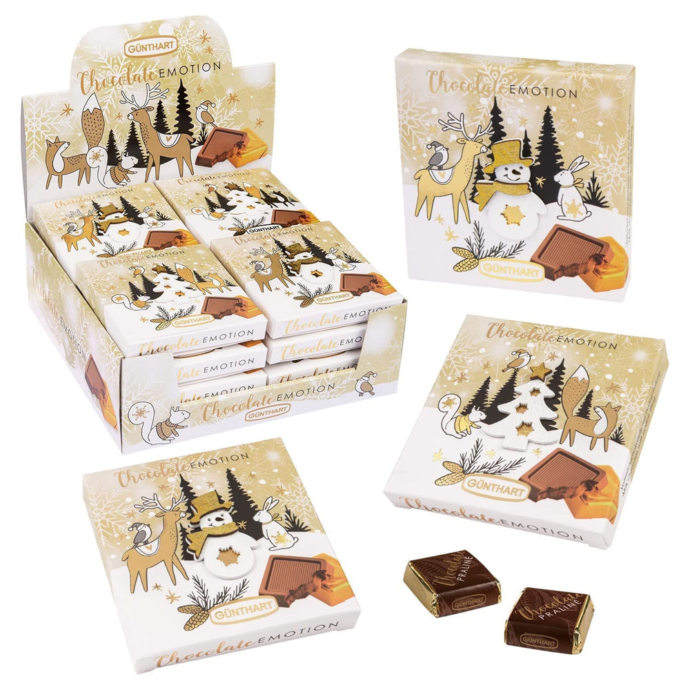 Günthart 16 Stück winterliche Geschenkschokolade mit verschiedenen Motiven, 608 Gramm Pralinen Naty Shop Standardtitel