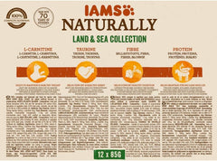IAMS Naturally Senior Hrană umedă în sos - Hrană umedă de înaltă calitate cu carne și pește pentru pisici mai în vârstă, Colecția Land & Sea, 12 x 85 g