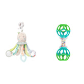 Fehn jucărie de activitate caracatiță - jucărie pentru abilitățile motorii ale bebelușului pentru cărucioare și Bright Starts, Oball, jucărie cu zornăitor cu bile de prindere pentru mers, jucărie interactivă pentru bebeluși Jucarii Bebe Naty Shop Pachet cu jucării Octopus