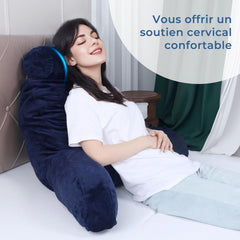 Pernă de citit INFANZIA cu cotiere, spumă cu memorie, suport ergonomic pentru canapea și pat, albastru marin