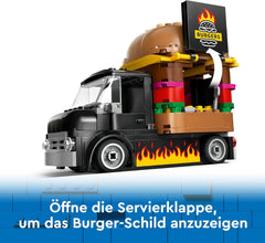 LEGO City Burger Van, Food Truck Toy for 5 Plus Year Old Boys & Girls, Vehicle Building Toys, Kitchen Playset with Vendor Minifigure and Accessories, Imaginative Play Gifts for Kids 60404