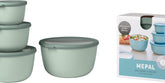 Mepal - Multi bowl Cirqula Round 4-piece set - Borcane de depozitare cu capac - Potrivit ca cutie de depozitare, frigider, congelator și cuptor cu microunde - 500, 1000, 2000, & 3000 ml - Nordic sage Cutii depozitare alimente Naty Shop Titlu implicit