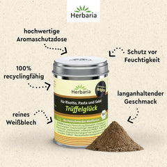 Herbaria Trüffelglück bio 110g M-Dose - fertiges Bio-Pilz- & Trüffelgewürz für intensiv-köstliche Gerichte - mit erlesenen Zutaten - in nachhaltiger Aromaschutz-Dose