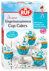 RUF Cupcakes Für Eis-Prinzessinen Und Prinzen, Mit Torten-Creme in Eisblau, Zucker-Eiskristallen Und Fondant Für Zuckerkronen, Inkl. 12 Backförmchen, 1 X 391G Glasuren und Dekor Naty Shop 365 G Eisprinzessin