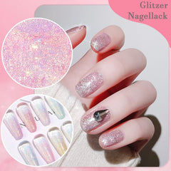 Oja cu sclipici roz - Oja non-toxică, pe bază de apă, pentru femei - Oja cu uscare rapidă - Oja cu sclipici reflectorizant pentru nail art DIY acasă (Roz transparent, 10 ml)