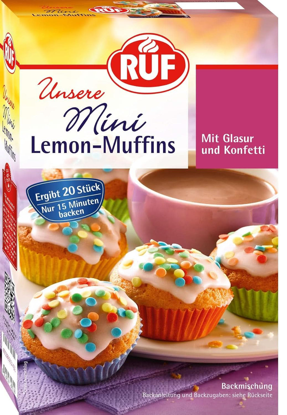 RUF Mini brioșe cu lămâie, amestec de coacere cu aromă de lămâie, 350 grame Bucatarie Naty Shop Lamaie