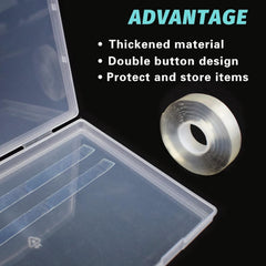Cutie de depozitare pentru unghii artificiale cu 2 bucăți de bandă adezivă dublu adezivă de 30 cm, cutie transparentă dreptunghiulară, cutii de ambalare din plastic, recipient pentru vârfuri de unghii, unghii artificiale, 21,8 x 15,5 cm