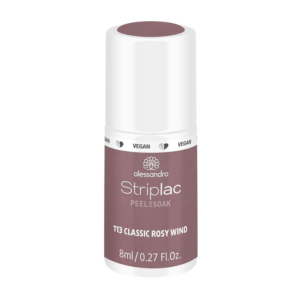 Oja UV alessandro Striplac Classic Rosy Wind – Delicată și de lungă durată – Îndepărtare ușoară datorită tehnologiei de îndepărtare peel-off – Vegană și cruelty-free – 8 ml