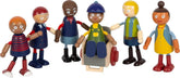 small foot Biegepuppen-Familie Diversität, 6 Puppen aus Holz unterschiedlichen Alters, Geschlechts und Hautfarbe, 12396