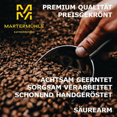 Set mostre boabe de cafea Martermühle 3x250g tărie ușoară/medie I Arabica I Boabe întregi de cafea prăjite ușor, aciditate scăzută (39/46/529)