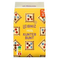 LEIBNIZ Kunterbunt Milk, pachet de 12, Biscuiți crocanți cu cremă de lapte și bucăți de ciocolată (12 x 125 g)