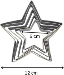 Zenker 44813 Set de 5 forme de biscuiți în formă de stea, Set de 5 forme de patiserie în formă de stea, Oțel inoxidabil, Argintiu, 6-12 x 2,5 cm