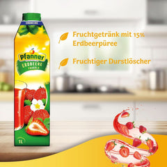 Pfanner Erdbeer-Fruchtnektar (8 x 1 Liter) – 30 % Fruchtanteil – Erdbeergetränk Naty Shop