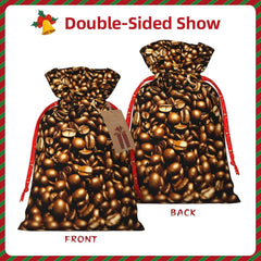 Lustige geröstete Kaffeebohnen, Weihnachtsbeutel mit Kordelzug, robust, 11,9 x 17,5 cm, geeignet für Partygeschenke und Geschenkverpackung, 1 Stück