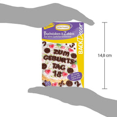 Günthart Backdecor, 90 Stück Schokoladenbuchstaben, Alphabet und Zahlen in feiner Zartbitterschokolade, 47 Gramm Naty Shop