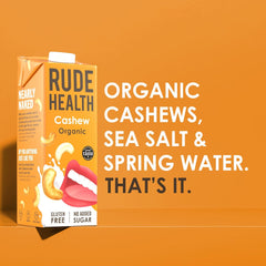 Rude Health 6 x 1 Liter Bio-Cashew-Drink, 100% natürliches Bio-Getränk, glutenfrei, ungesüßt, preisgekrönt, gesund & vegan, 100% recycelbare Verpackung