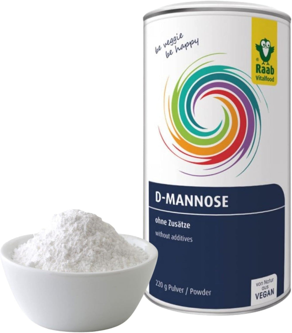 Raab Vitalfood® D-Mannose Pulver (220 G) - Frei Von Zusätzen, Vegan, Glutenfrei, Gut Löslich, Mit Meßlöffel in Der Dose, Vorratspackung, 100% D-Mannose (Gewonnen Aus Mais) Süßstoffe Naty Shop 220 G (1Er Pack)