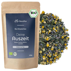 Ceai de seară BIO 100 g - Pauza ta cu valeriană, lavandă, melisă, mușețel, amestec de ceaiuri din plante pentru relaxare seara