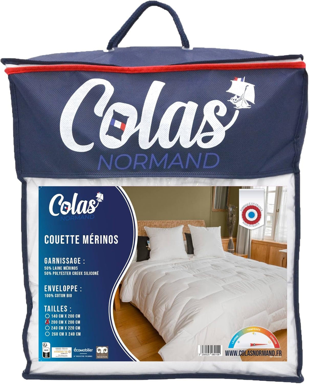 COLAS NORMAND Quilt, 200 X 200 Cm, bumbac organic și lână Merino, cald, lavabil la mașină la 30 °C Plapumi si pilote Naty Shop Titlu implicit